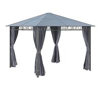 Outsunny 3 x 3m Hardtop Gazebo for Garden Party w/ Polycarbonate Curtains, Grey