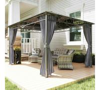 Outsunny 3 x 3.6m Hardtop Gazebo Canopy with Polycarbonate Roof, Permanent Pavilion Garden Gazebo with Curtains for Patio, Deck, Grey