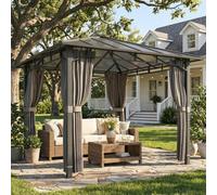 Outsunny 3 X 3 M Hardtop Gazebo With Pc Roof, Aluminium Frame, Tan