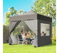 Outsunny Heavy Duty Pop Up Gazebo with Sides, UPF50+ Marquee Gazebo - Dark Grey