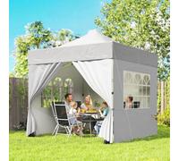 Outsunny Heavy Duty Pop Up Gazebo With Sides, Upf50+ Marquee Gazebo In Light Grey Light Grey