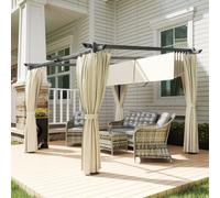 Outsunny 3 x 3(m) Metal Pergola with Retractable Roof and Sidewalls, Beige