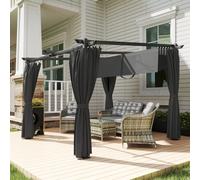 Outsunny 3 x 3(m) Metal Pergola with Retractable Roof and Sidewalls, Grey, Grey