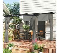 Outsunny 3 X 3(M) Metal Pergola With Retractable Roof And Sidewalls, Light Grey