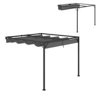 Outsunny 3 x 3(m) Outdoor Lean To Pergola Retractable Canopy Wall Mounted Gazebo Patio Shelter Sun Shade, Grey Grey