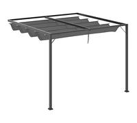 Outsunny 3 x 3(m) Outdoor Lean To Pergola Retractable Canopy Wall Mounted Gazebo Patio Shelter Sun Shade, Grey