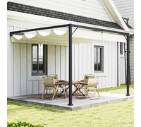 OUTSUNNY 3 x 3(m) Outdoor Lean To Pergola Retractable Canopy Wall Mounted in Cream Outsunny Cream