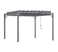 3 x 3(m) Outdoor Louvered Metal Pergola with Retractable Roof Outsunny Grey One Size