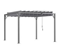 Outsunny 3 x 3(m) Outdoor Louvered Metal Pergola with Retractable Roof, Grey
