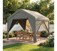 Outsunny 3 X 3 M Outdoor Patio Gazebo With Netting And Curtains, Dark Grey Dark Grey
