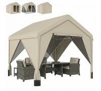 Outsunny 3 X 3 M Outdoor Patio Gazebo With Netting And Curtains, Khaki