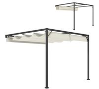 Outsunny 3 x 3(m) Outdoor Pergola with Retractable Canopy -Cream White