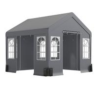 Outsunny 3 x 3 m Party Tent, Outdoor Canopy Tent Shelter with Removable Sidewalls, 4 Zipped Doors, for Parties, Wedding, Grey