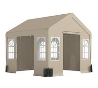 Outsunny 3 x 3 m Party Tent, Outdoor Canopy Tent Shelter with Removable Sidewalls, 4 Zipped Doors, for Parties, Wedding, Beige