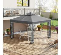 Outsunny 3 x 3(m) Patio Gazebo Canopy Garden Pavilion with 2 Tier Roof, Grey