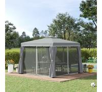 Outsunny 3 X 3(M) Patio Gazebo Garden Shelter W/ Mosquito Netting, Dark Grey