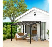 Outsunny 3 x 3(m) Pergola Kit Gazebo with UPF 50+ and Waterproof Polycarbonate Roof - Dark Grey - Polycarbonate, Metal - 306L x 294W x 258H cm