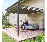 Outsunny 3 x 3 (m) Pergola with Retractable Roof 80mm Metal Column Grey - 84C-57