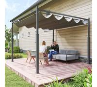 Outsunny 3 X 3(M) Pergola With Retractable Roof, 80mm Metal Column, Grey
