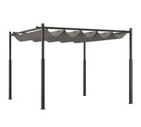 Outsunny 3 X 3(m) Pergola With Retractable Roof - 80mm Metal Column - Grey | TJ Hughes