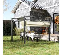 Outsunny 3 x 3(m) Pergola with Retractable Roof and Aluminium Frame, Khaki