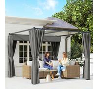 Outsunny 3 X 3(M) Pergola With Retractable Roof And Curtains, Charcoal Grey
