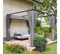 Outsunny 3 x 3(m) Pergola with Retractable Roof and Curtains, Light Grey