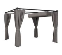 Outsunny 3 x 3(m) Pergola with Retractable Roof and Curtains, Light Grey