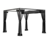 Outsunny 3 x 3 m Pergola with Retractable Roof and Netting, Dark Grey