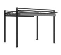 Outsunny 3 x 3(m) Pergola with Retractable Roof Canopy, Aluminium Frame Garden Gazebo Outdoor Sun Shade Shelter for Grill, Patio, Deck, Dark Grey Grey