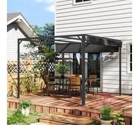 Outsunny 3 x 3(m) Pergola with Retractable Roof & Roller Shade, Dark Grey