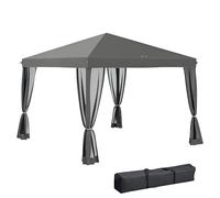 Outsunny 3 x 3 m Pop Up Gazebo, 420D Garden Tent Canopy with Removable Mesh Sidewall Netting, Carry Bag for Garden Patio Outdoor, Light Grey