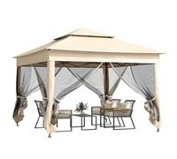Outsunny 3 x 3(m) Pop Up Gazebo, Double-roof Garden Tent with Netting and Carry Bag, Party Event Shelter for Outdoor Patio, Cream White Cream