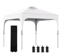 Outsunny 3 x 3 (M) Pop Up Gazebo, Foldable Canopy Tent with Carry Bag w/ Wheels & 4 Leg Weight Bags for Outdoor Garden Patio Party, White Aosom UK