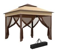 Outsunny 3 x 3(m) Pop Up Gazebo, Height Adjustable Instant Event Shelter with Netting and Carrying Bag, Beige