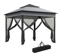 Outsunny 3 x 3(m) Pop Up Gazebo, Height Adjustable Instant Event Shelter with Netting and Carrying Bag, Grey