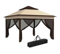 Outsunny 3 x 3(m) Pop Up Gazebo Tent with Netting, Height Adjustable, Beige