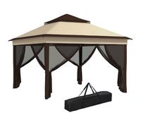 Outsunny 3 x 3(m) Pop Up Gazebo Tent with Netting - Height Adjustable - Beige | TJ Hughes