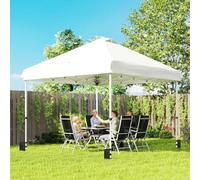Outsunny 3 x 3 m Pop Up Gazebo w/ Wheels, One-Touch Party Tent - White