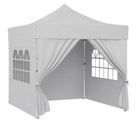 Outsunny 3 x 3 m Pop Up Gazebo with Sidewalls, UPF50+ Heavy Duty Garden Party Tent Marquee with Wheeled Carry Bag, Silver Grey