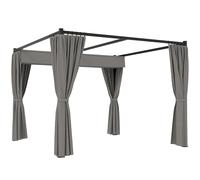 Outsunny 3 x 3(m) Retractable Pergola, Garden Gazebo Shelter with Curtains, for Grill, Patio, Deck, Light Grey