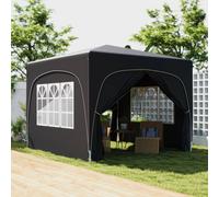Outsunny 3 x 3(m) UPF50+ Pop Up Gazebo with Sides and Carry Bag, Black - Black