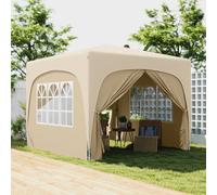 Outsunny 3 X 3(M) Upf50+ Pop Up Gazebo With Sides And Carry Bag, Sand In Light Sand Light Sand