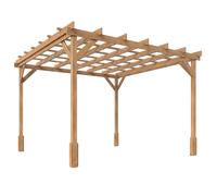 Outsunny 3 x 3 m Wooden Pergola Kit, Decorative Garden Gazebo Shelter with Stable Structure for Climbing Vines, Dark Brown