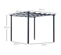 OUTSUNNY 3x3m Metal Gazebo Pergola Grape Trellis Climbing Plants Sun Shelter in Black Outsunny Black