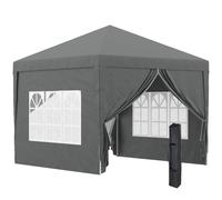 Outsunny 3 x 3 Meters Pop Up Water Resistant Gazebo Wedding Camping Party Tent Canopy Marquee with Carry Bag and 2 Windows, Grey Grey
