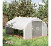 OUTSUNNY 3 x 3 x 2 m Polytunnel Greenhouse Pollytunnel Tent Steel Frame in White Outsunny White