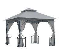 OUTSUNNY 3 x 3(m) Metal Gazebo Pavilion Garden Party Tent Shelter 2-Tier Sun Shade Patio in Light Grey Outsunny Light Grey