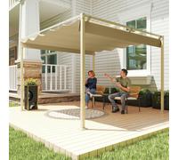 Outsunny 3 X 3(m) Garden Pergola With Retractable Roof, Upf30+, Khaki, Cream