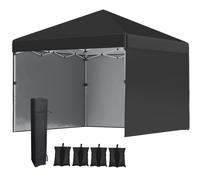 Outsunny 3 x 3m Metal Frame Gazebo, Pop Up Event Shelter with 2 Sidewalls, Weight Bags and Wheeled Bag, Black Aosom UK